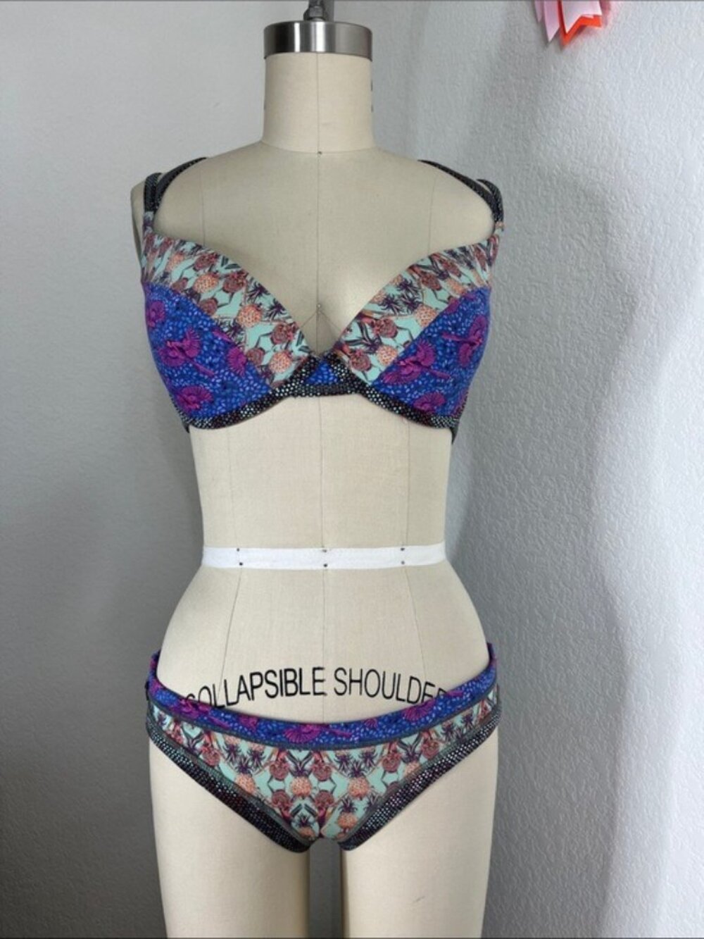 Maaji Dream Ranch Pineapple Bikini Contrast Underwire Tie Back Hipster M/XL
